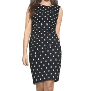 Signature Sabrina Women's Sheath Dress Black Blue Polka Dot Plus Size 16W